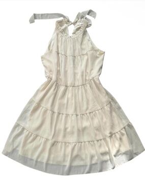 Vintage Cream Tiered Halter Dress
